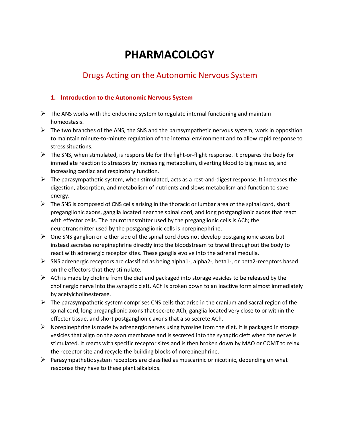 Pharmacology - Drugs Acting On The Autonomic Nervous System ...