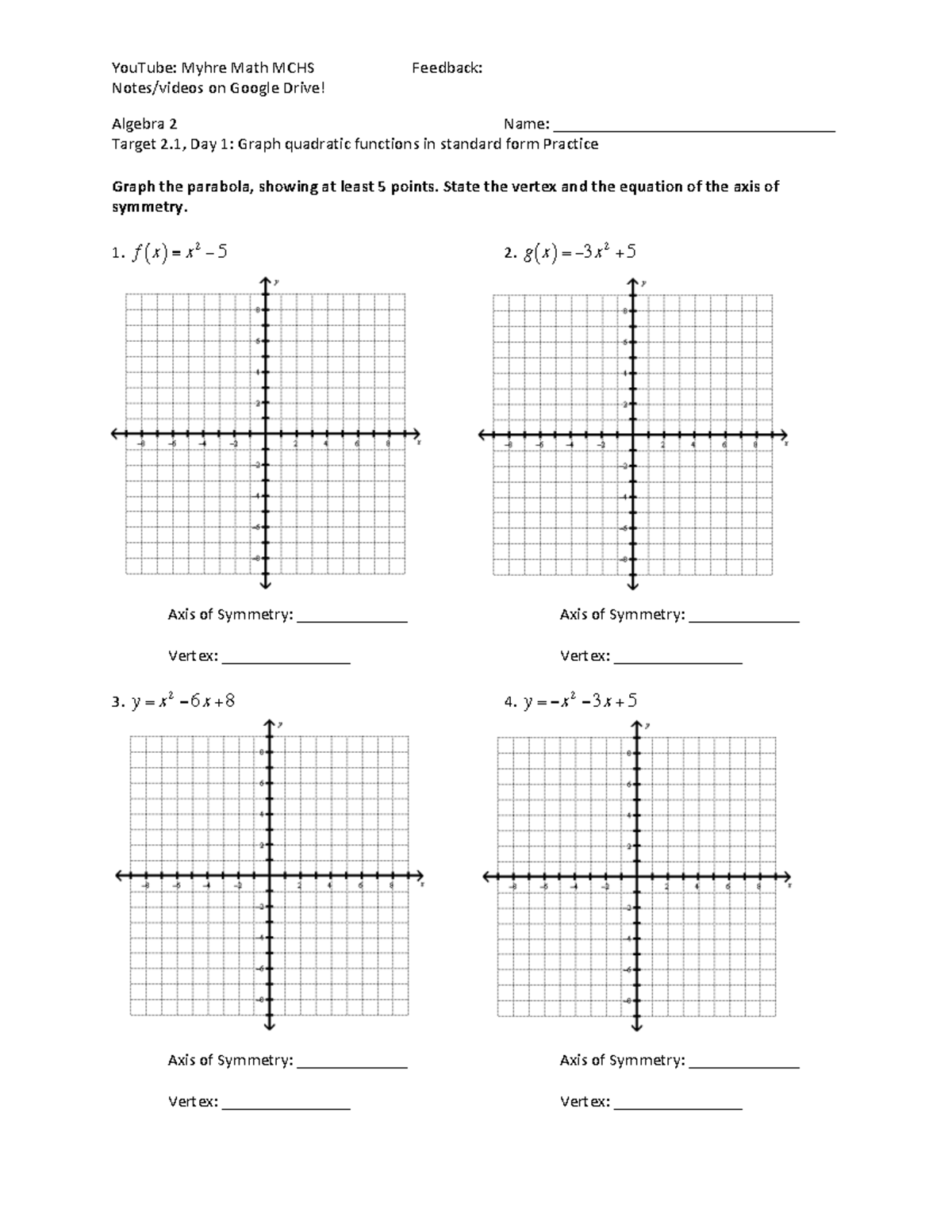 Target 2.1, Day 1 - not - YouTube: Myhre Math MCHS Feedback: Notes ...