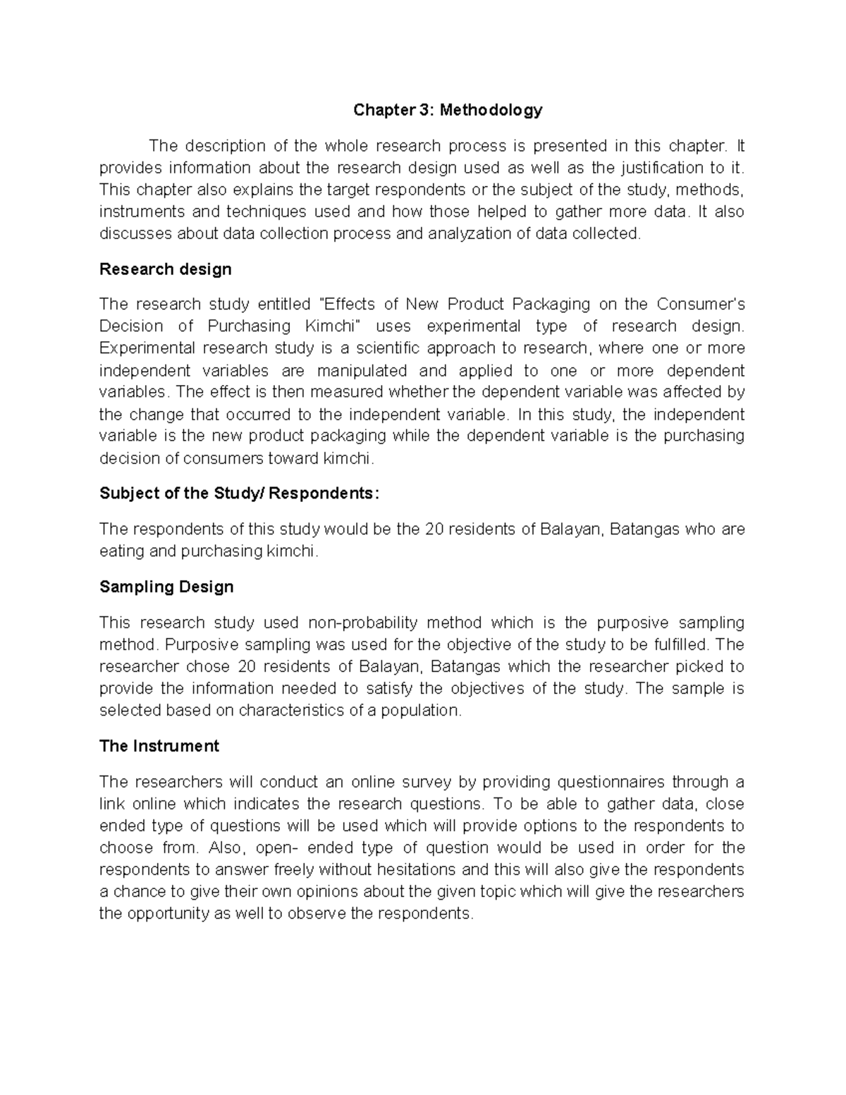 Chapter 3 PR2 - bgbfgbg - Chapter 3: Methodology The description of the ...