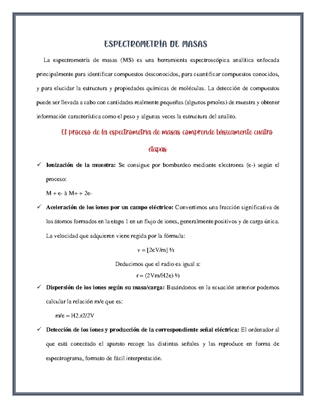 Espectrometria DE Masas - La espectrometría de masas (MS) es una ...