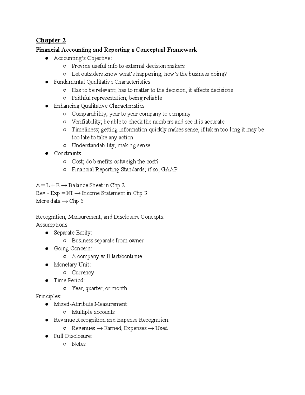 Financial Accounting Notes 2 - Chapter 2 Financial Accounting and ...