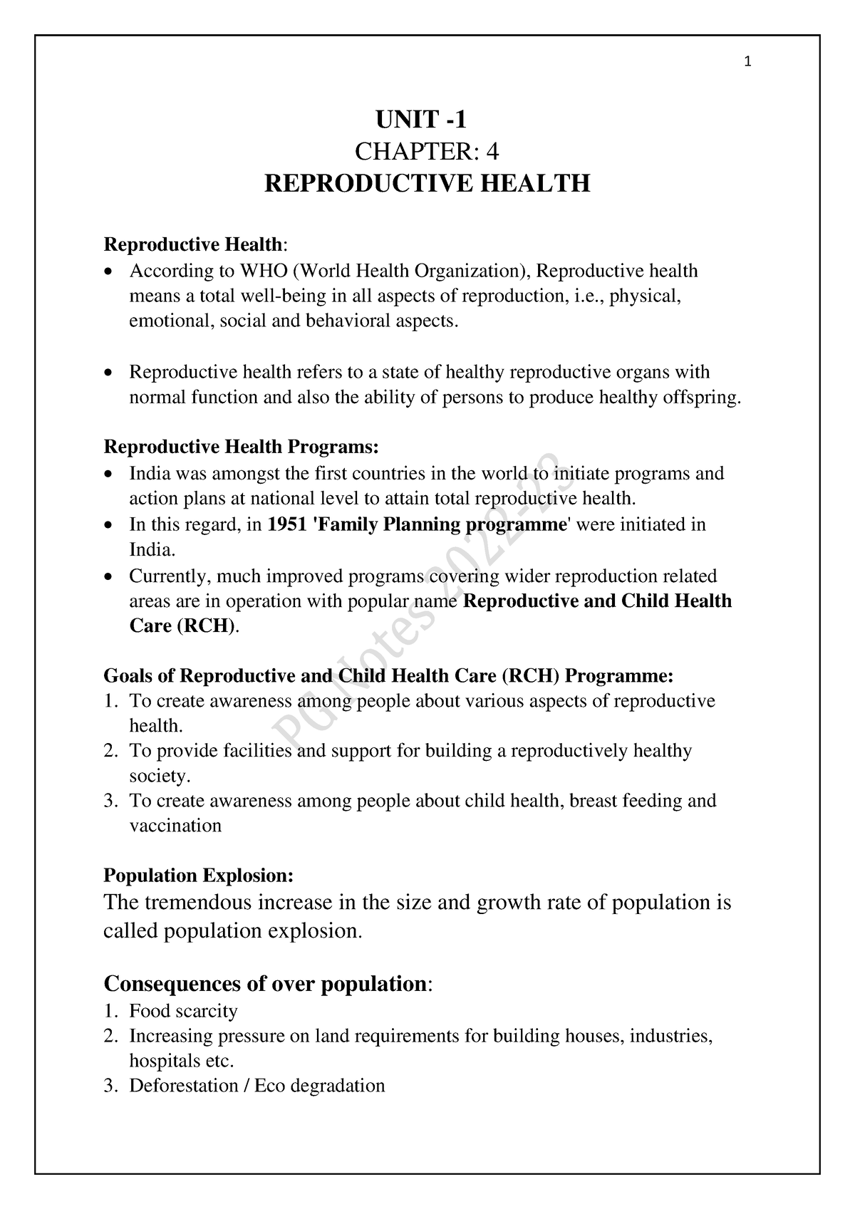 XII Reproductive Health Module 1 - UNIT - CHAPTER: 4 REPRODUCTIVE ...