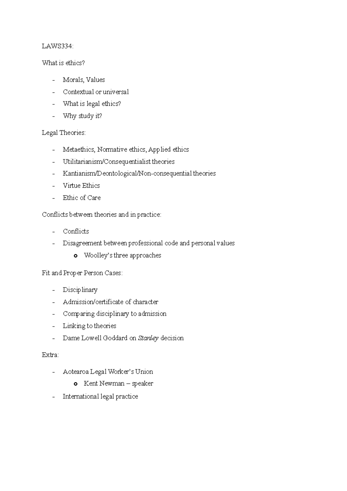 Ethics and the Law - LAWS334: What is ethics? Morals, Values Contextual ...