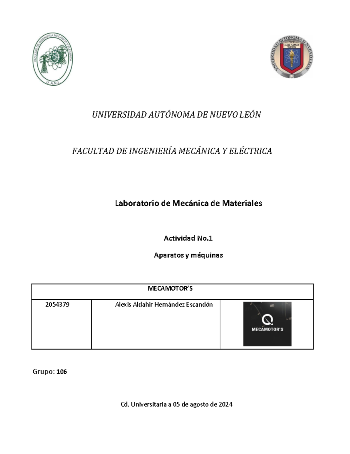 Actividad 1 2054379 AAHE - UNIVERSIDAD AUTÓNOMA DE NUEVO LEÓN FACULTAD ...