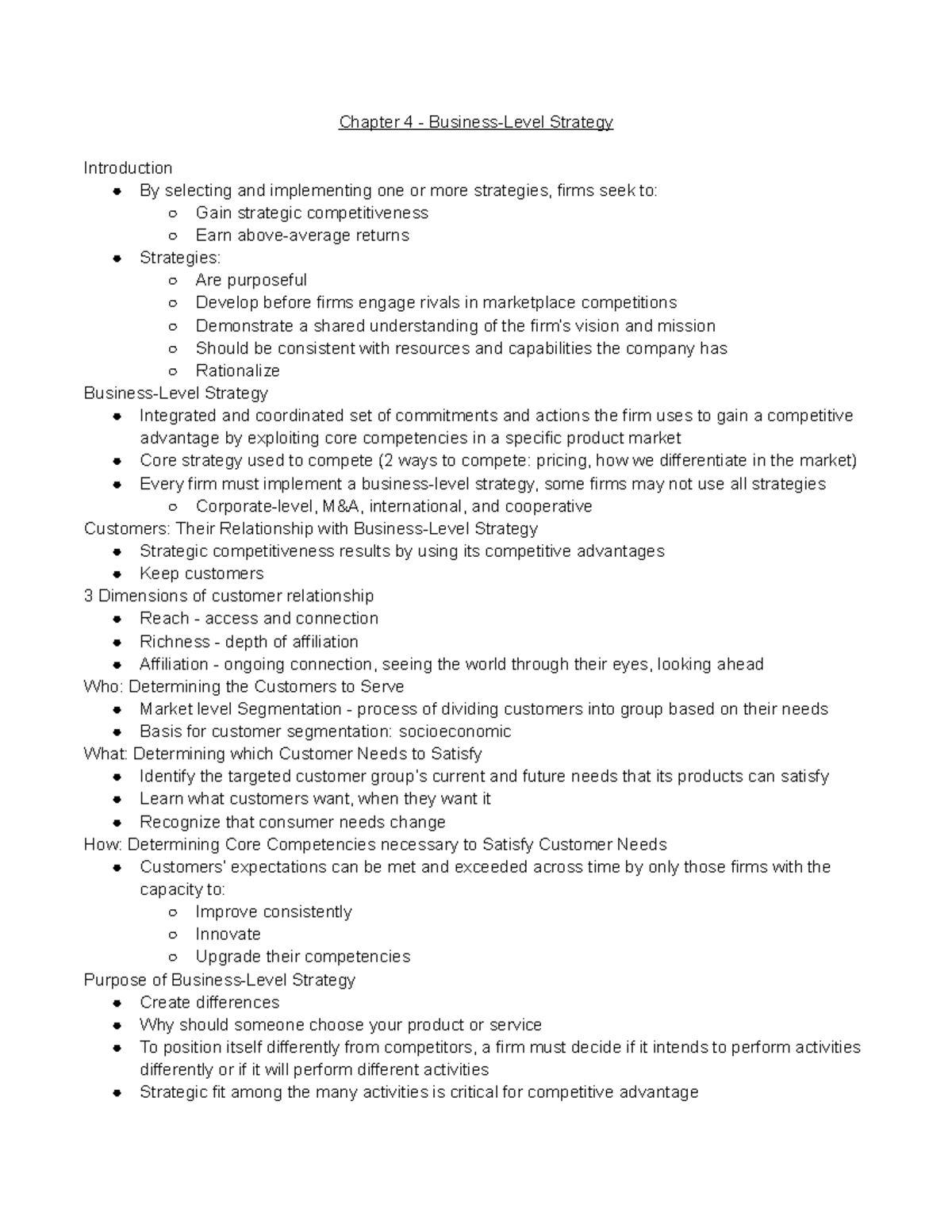 Lecture 6 - Chapter 4 - Professor Fall - Chapter 4 - Business-Level ...