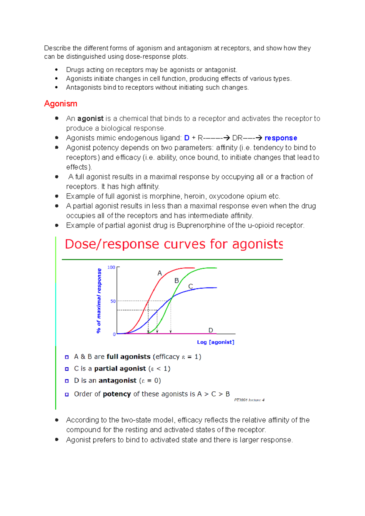 Describe The Different Forms Of Agonism And Antagonism At Receptors