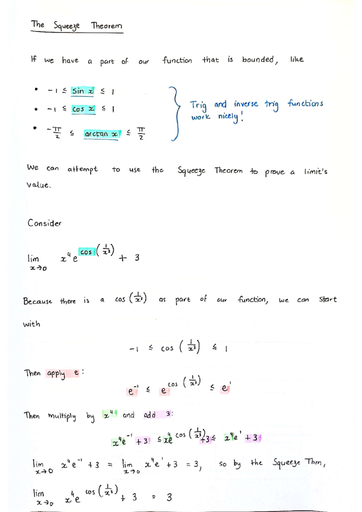 Squeeze Theorem - MATM1534 - Studocu