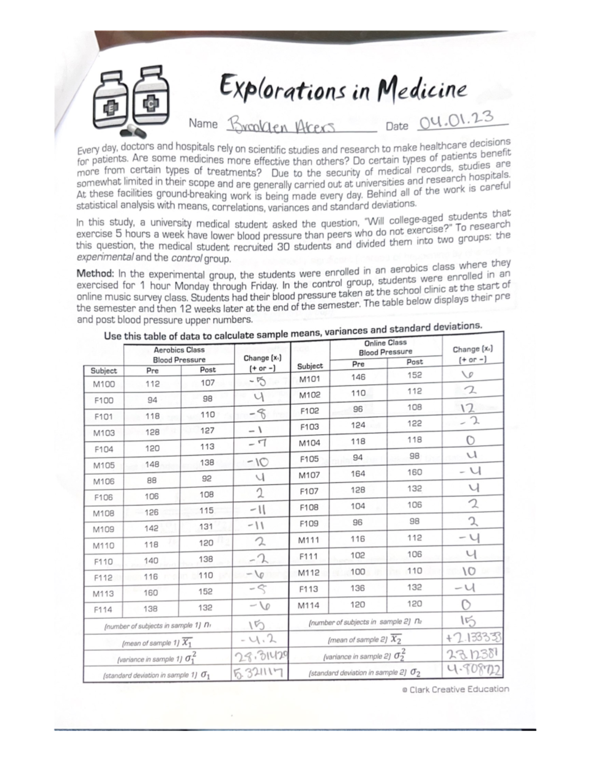 Explorations in Medicine - MATH 365 - Studocu