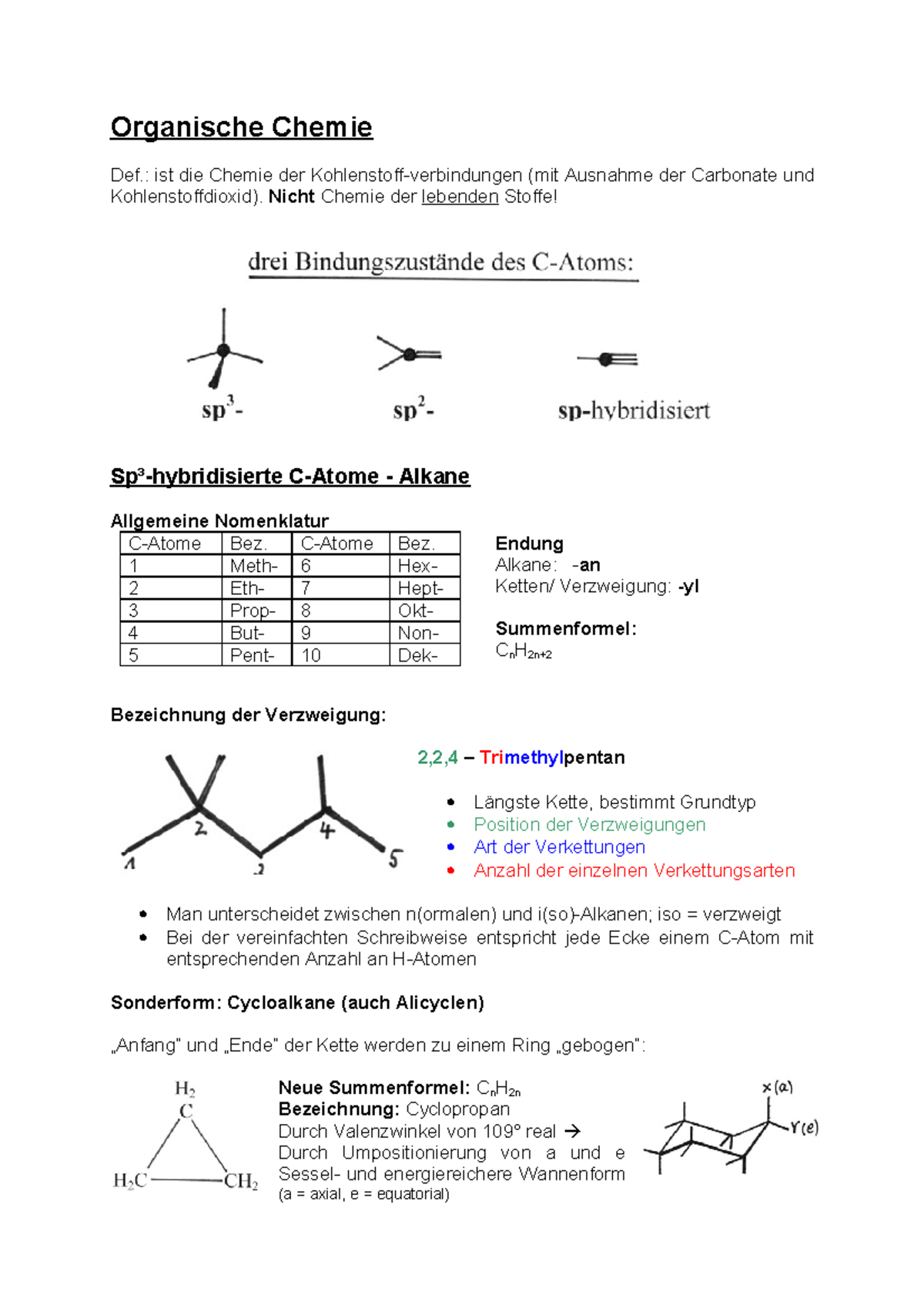 Chemie Zusammenfassung - Organische Chemie Def.: Ist Die Chemie Der ...