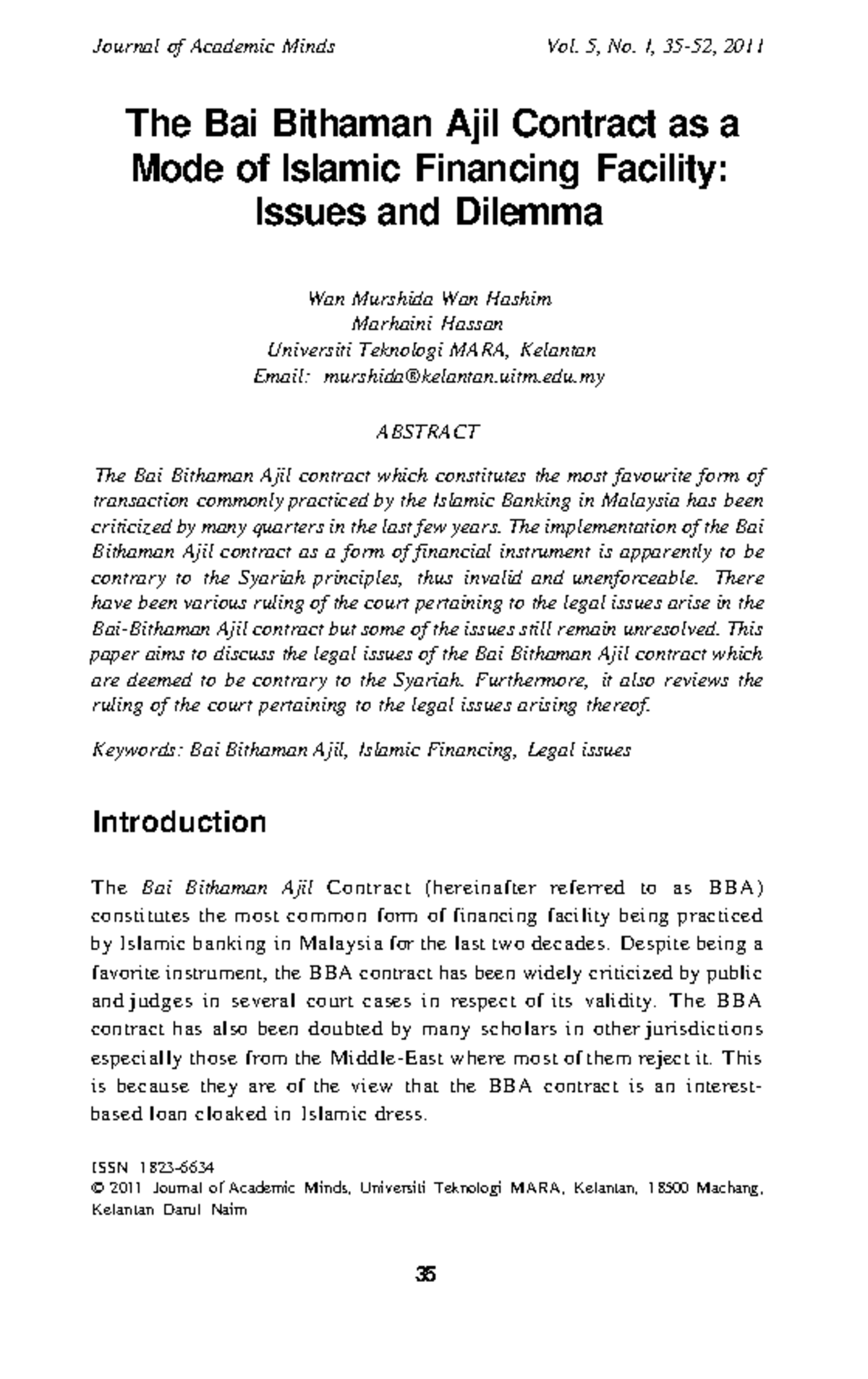 The BBA Contract - Issues and Dilemma - Journal of Academic Minds Vol ...