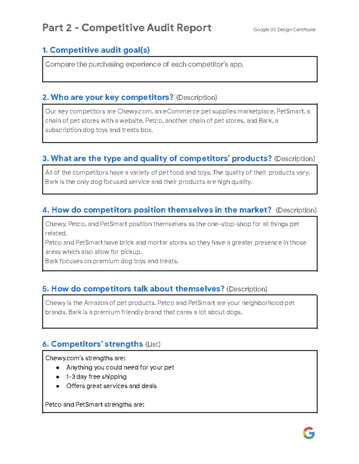 K9+Kibble+Competitive+Audit - Pa 2 - Competitive Audit Repo Google UX ...