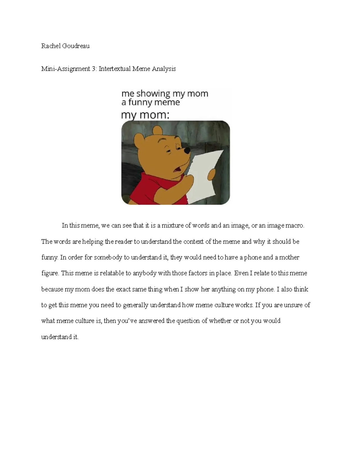 Mini-Assignment 3: Intertextual Meme Analysis - Rachel Goudreau Mini ...