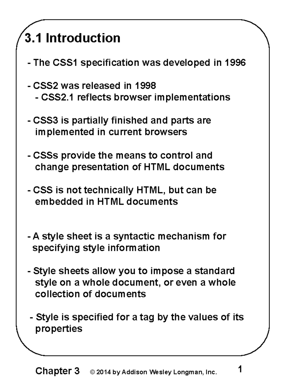 Chapter 3 - web development - 3 Introduction - The CSS1 specification ...