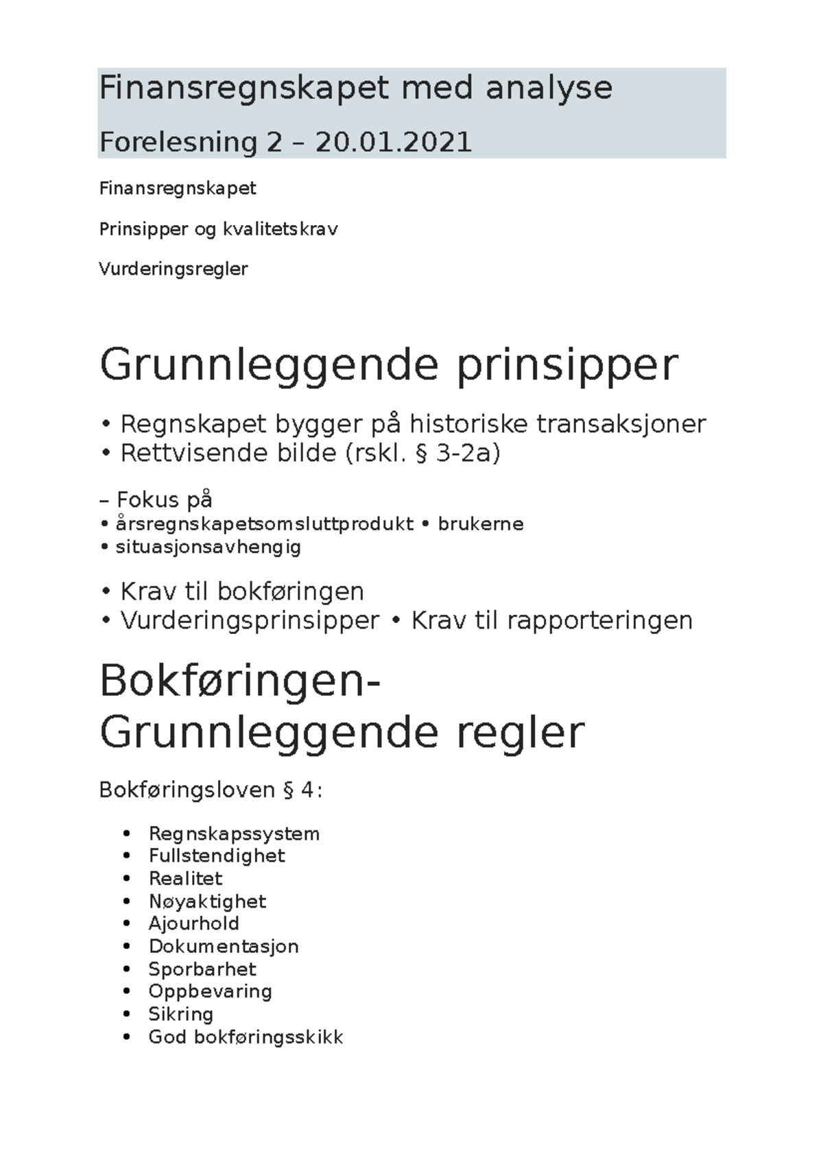 2 2 2 2 2Finansregnskapet Med Analyse Forelesning 2 – 20.01.2021 ...