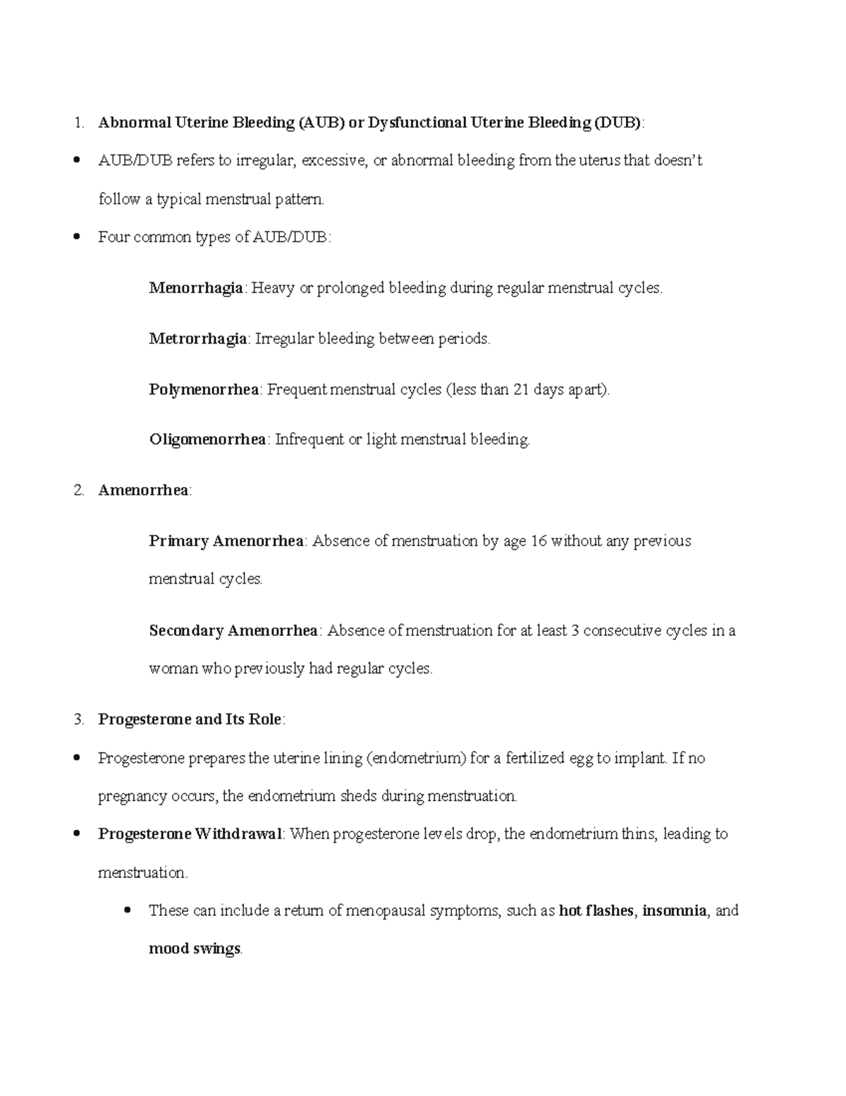 Abnormal Uterine Bleeding (AUB) or Dysfunctional Uterine Ble - Four ...