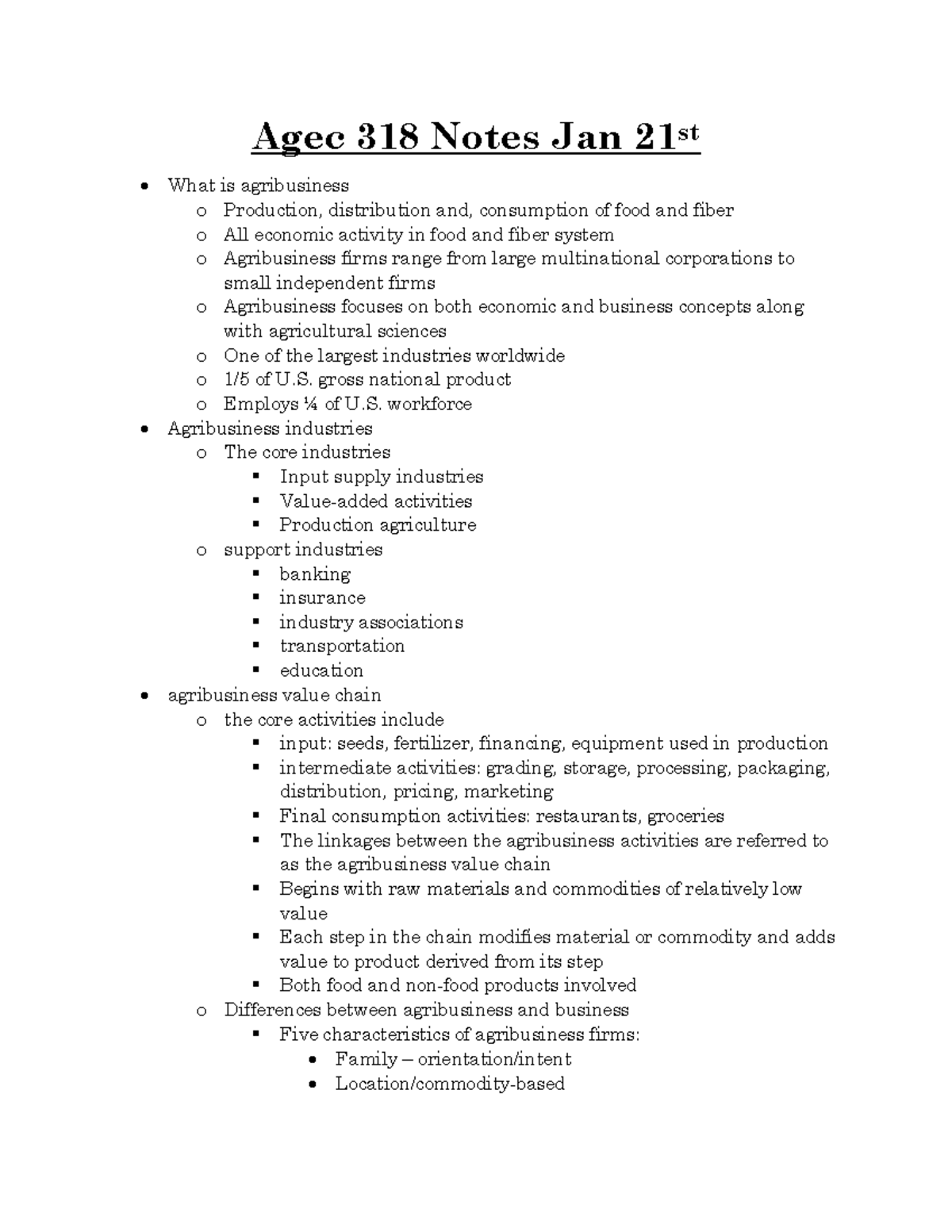 Agec 318 Lecture 1 Notes - Agec 318 Notes Jan 21 st What is ...
