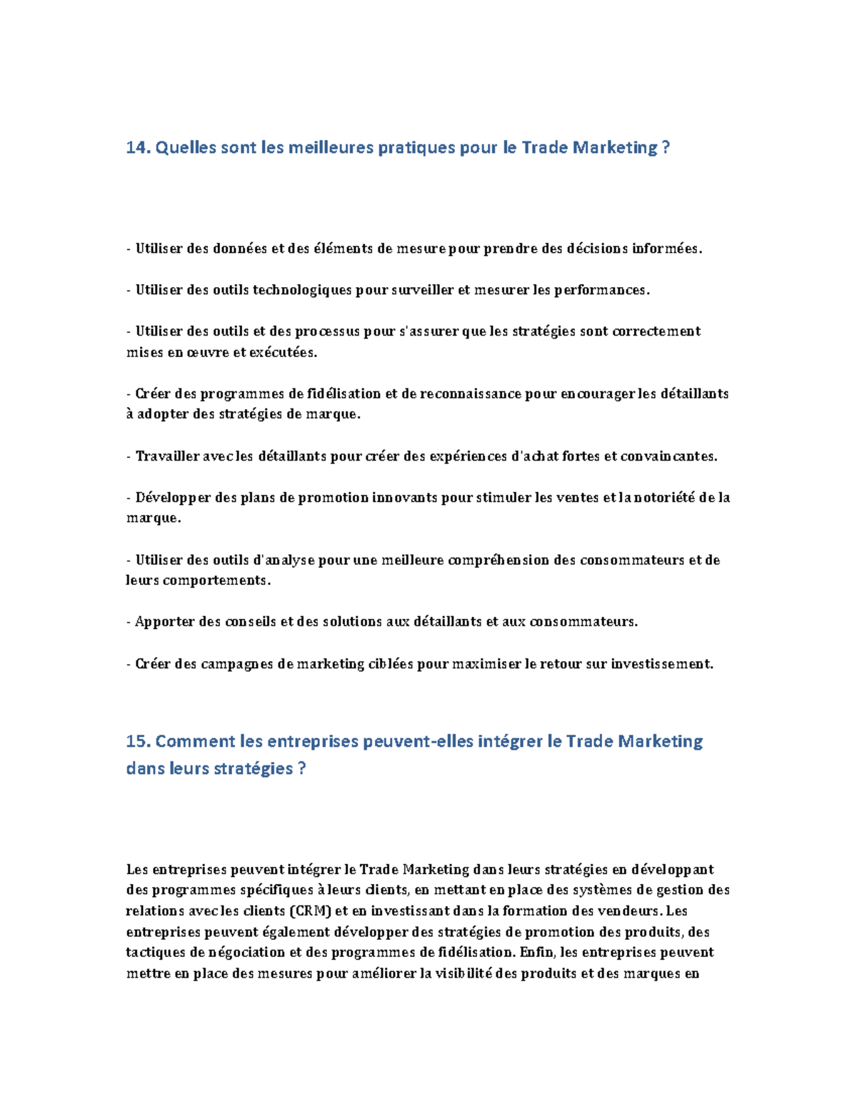 Trade Marketing 3 - 14. Quelles sont les meilleures pratiques pour le ...