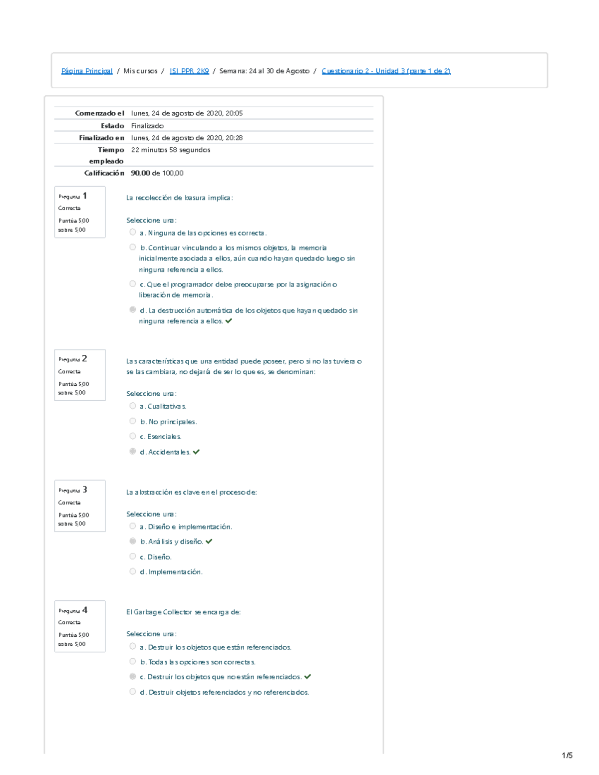 Cuestionario 2 - Unidad 3 parte 1 de 2 Revision del intento 2 ...