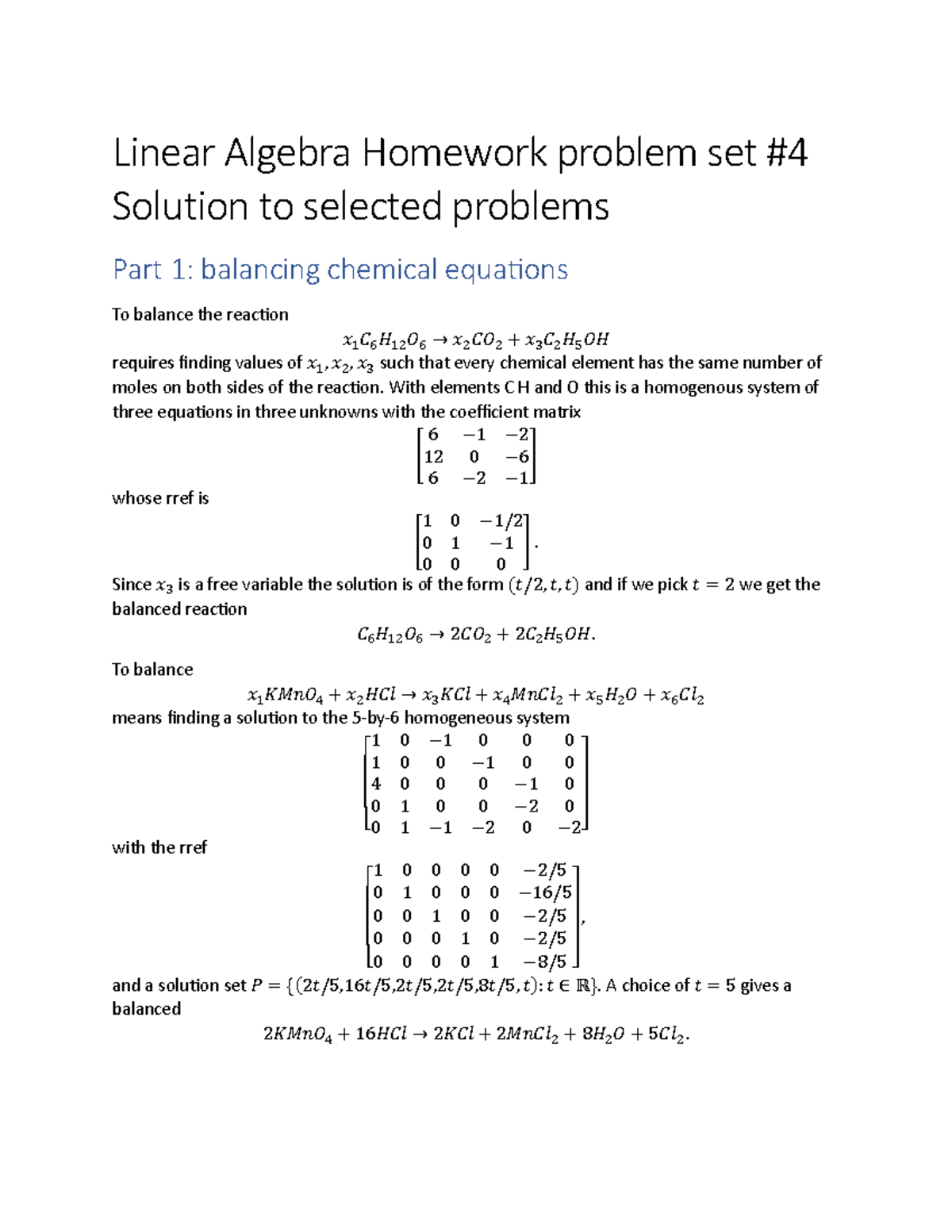 solution of homework problem