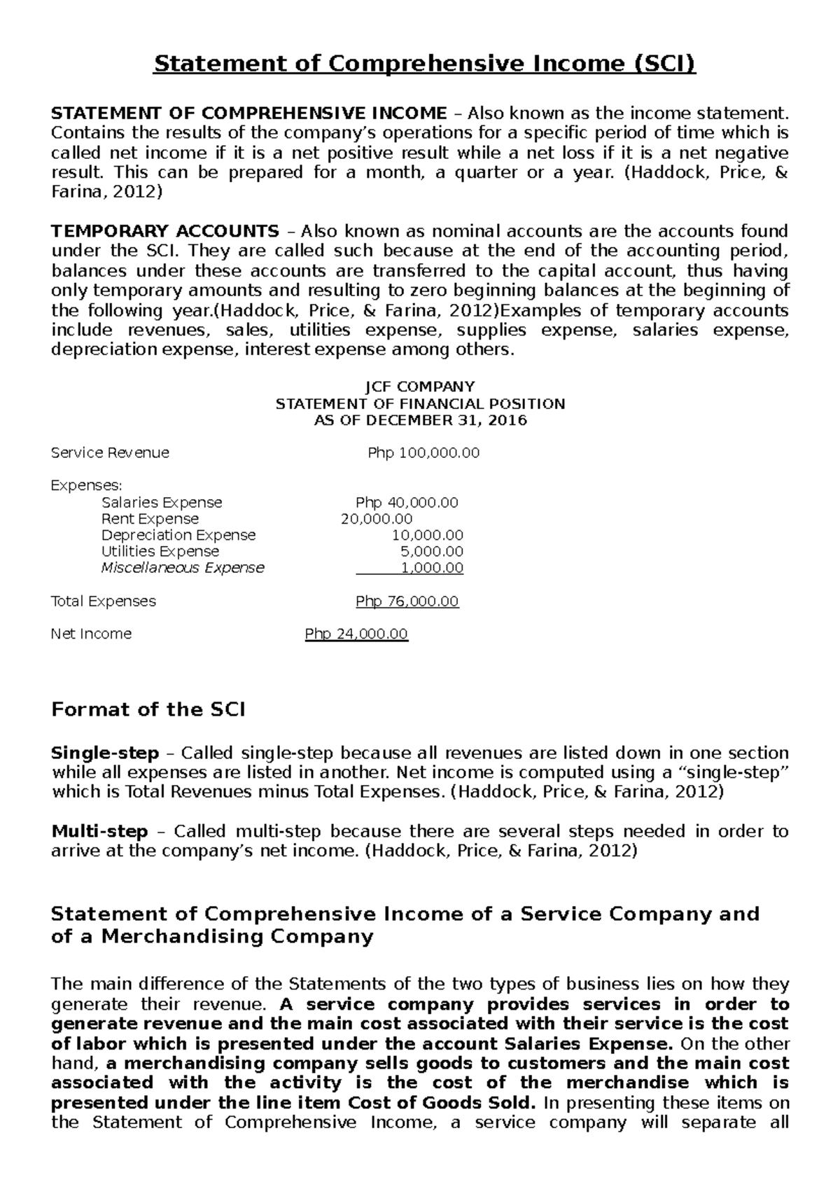 SCI-Lecture-notes - Notes! - Statement of Comprehensive Income (SCI ...