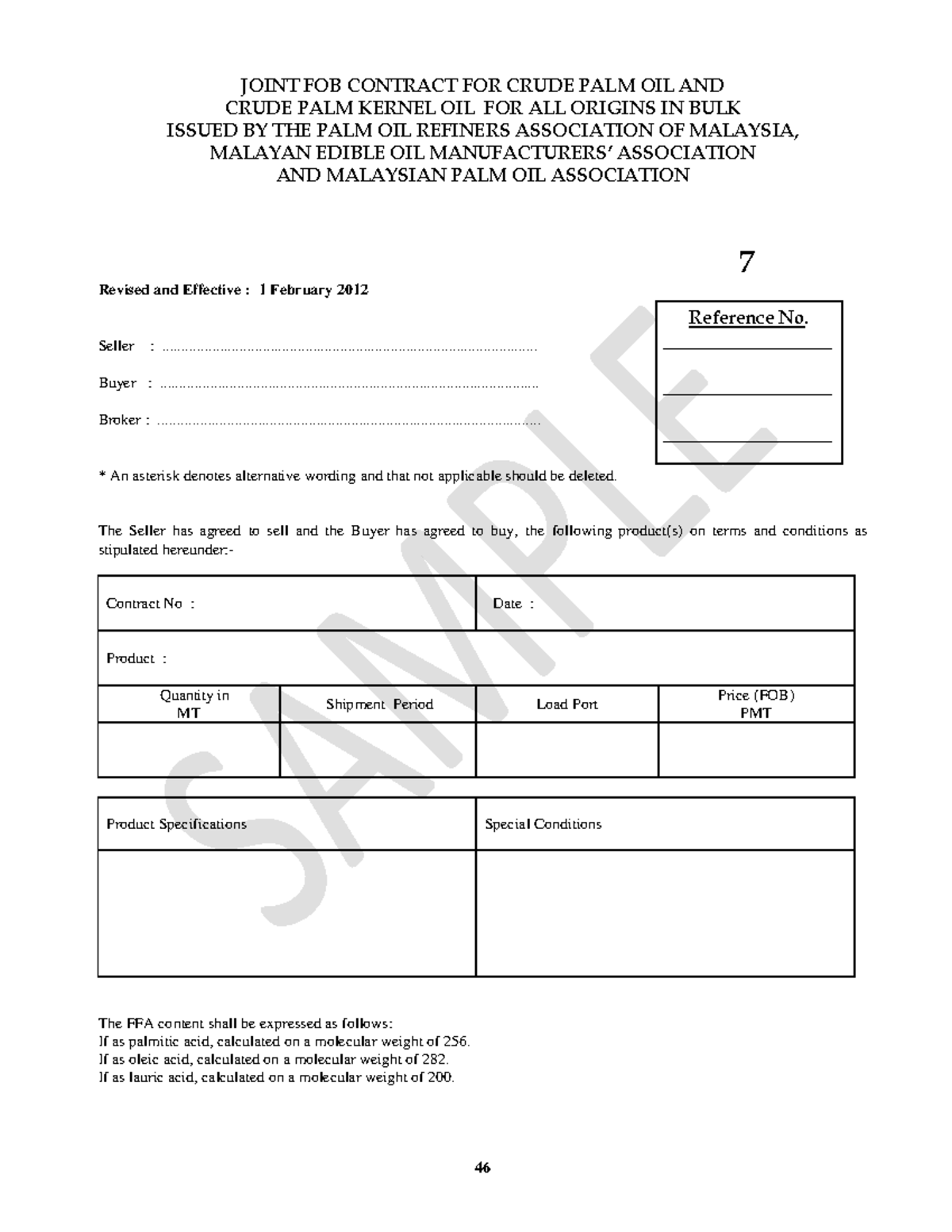 poram-contract-no-7-effective-1-joint-fob-contract-for-crude-palm