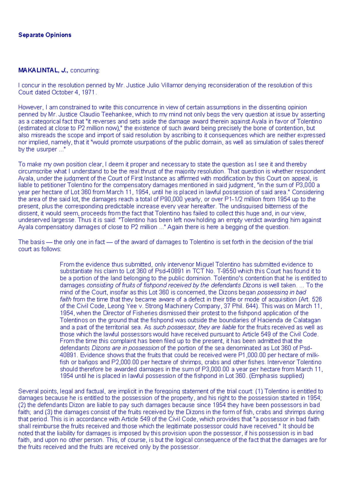 Case03 - law 107 - Separate Opinions MAKALINTAL, J., concurring: I ...