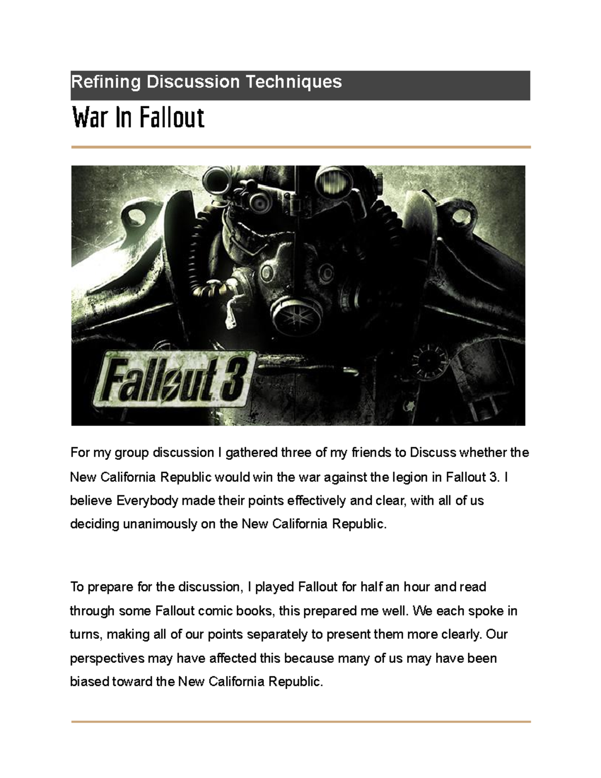 Project War In Fallout - War Never Changes - Refining Discussion ...