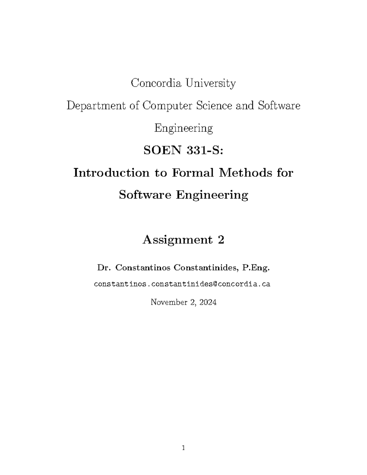 Assignment 2 - Concordia University Department of Computer Science and ...