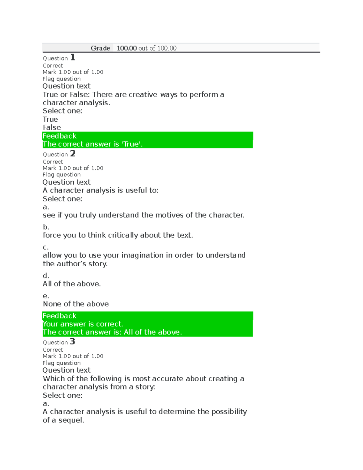 ENGL 1405 Quiz 5 Ungraded Prep - Grade 100 out of 100. Question 1 ...