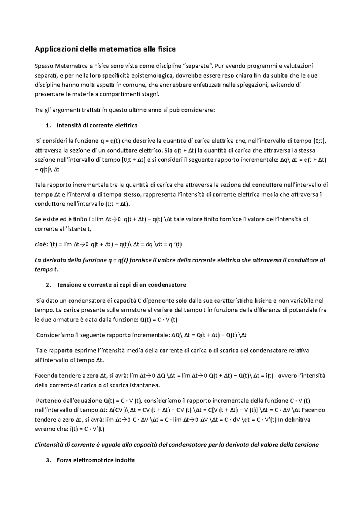 Applicazioni della matematica alla fisica - Pur avendo programmi e ...