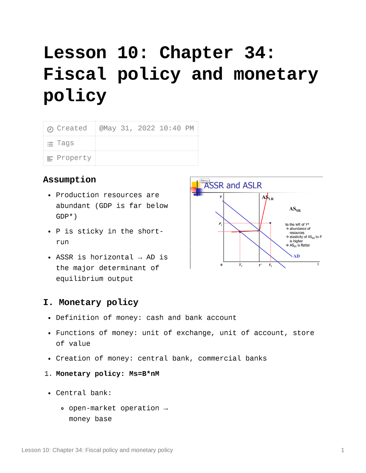 Lesson 10 Chapter 34 Fiscal Policy And Monetary Policy - Lesson 10 ...