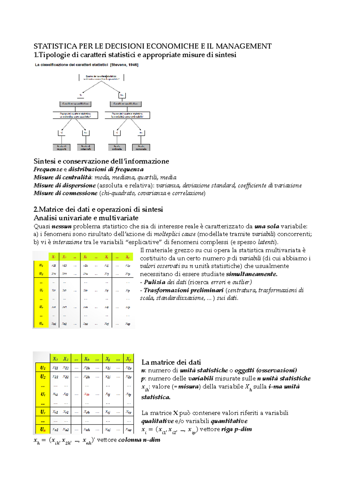 Statatistica per le decisioni economiche e il management - STATISTICA ...