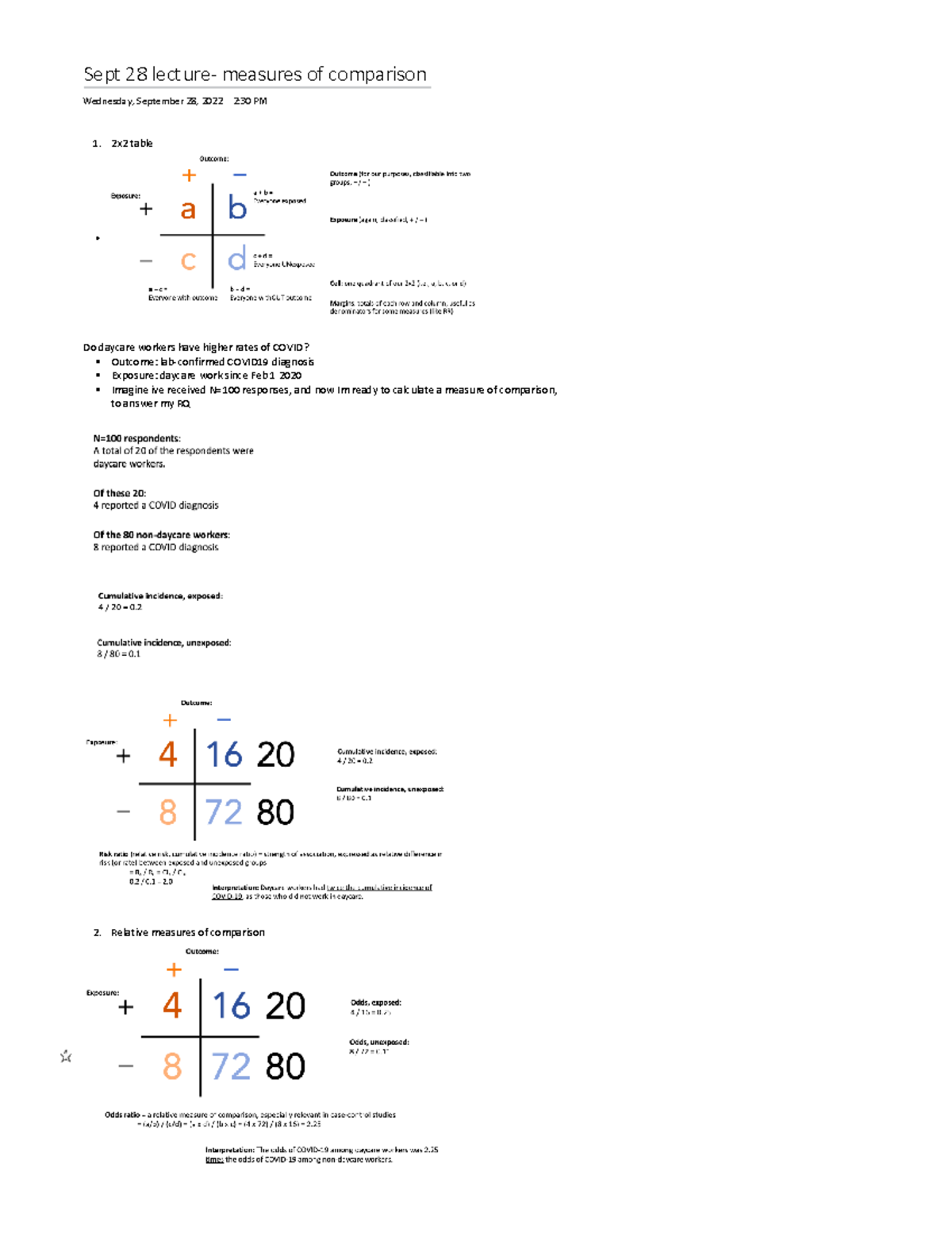 Lec 4 notes - Sept 28 lecture- measures of comparison Wednesday ...