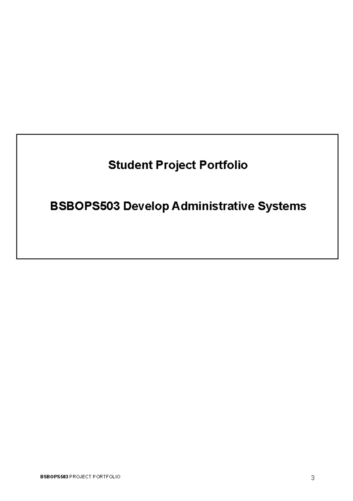 Bsbops 503 Student Project Portfolio - BSBOPS503 PROJECT PORTFOLIO 3 ...