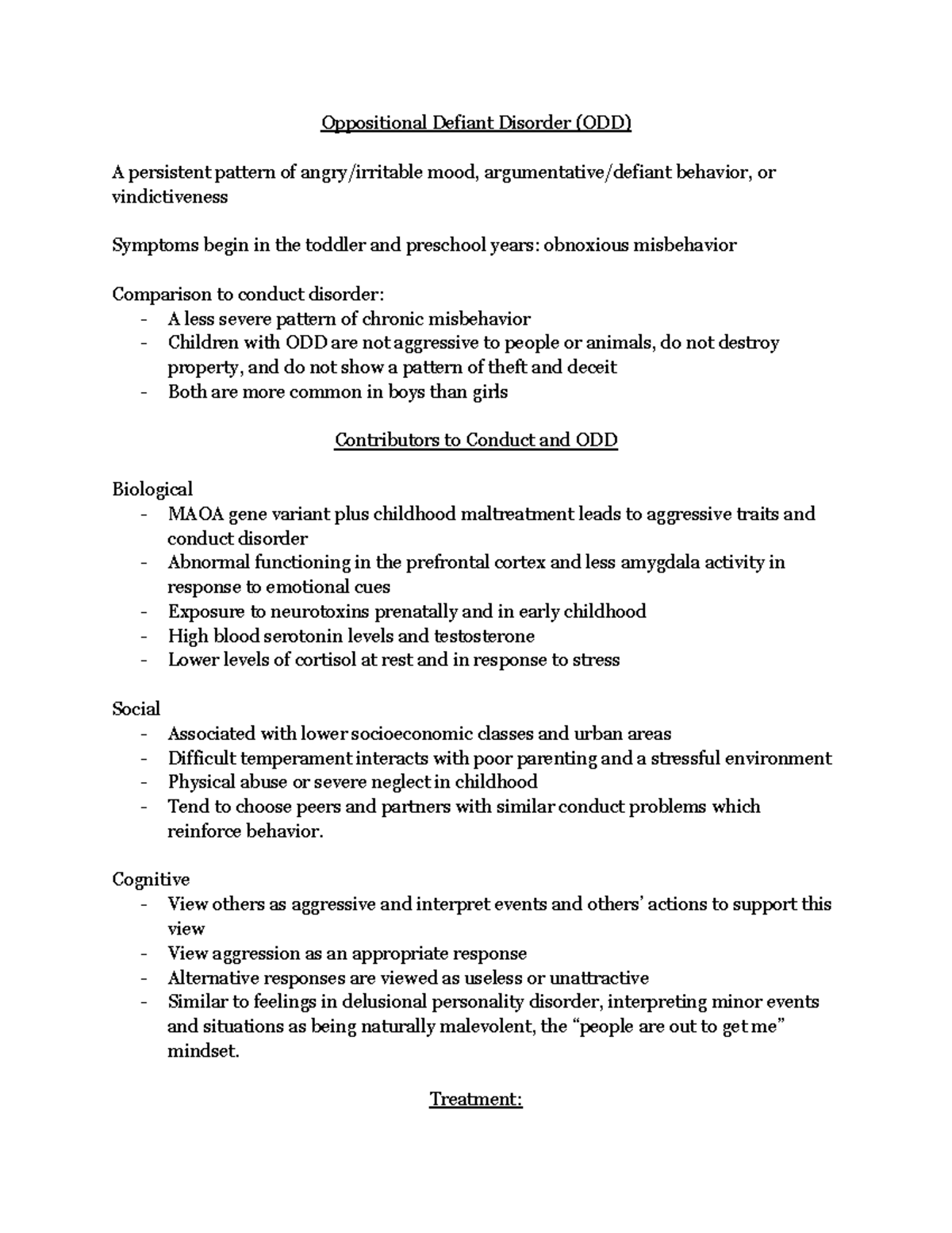 Ch. 11 Abnormal Psychology - Oppositional Defiant Disorder (ODD) A ...