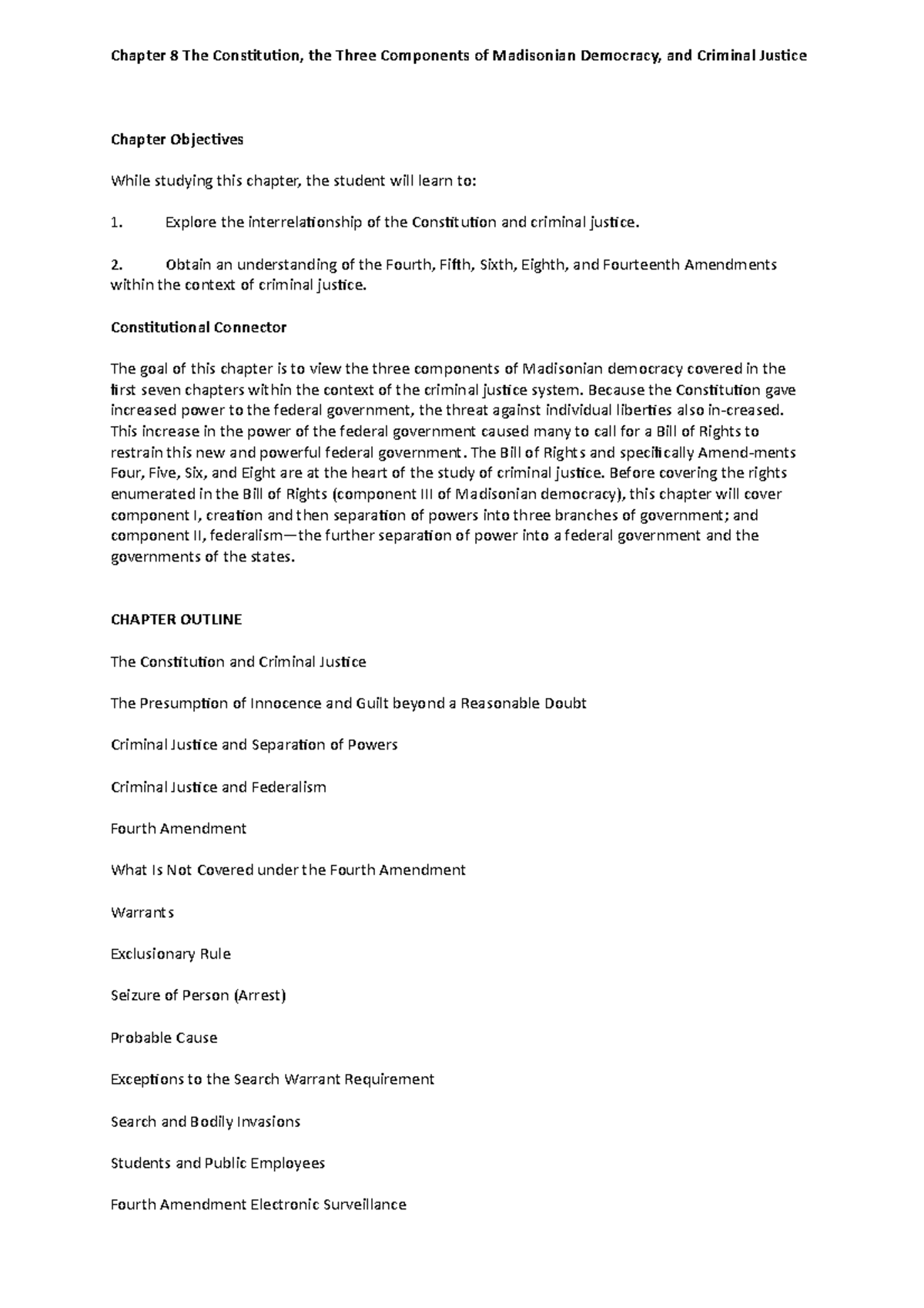 Ch08 The Constitution the Three Components of Madisonian Democracy ...