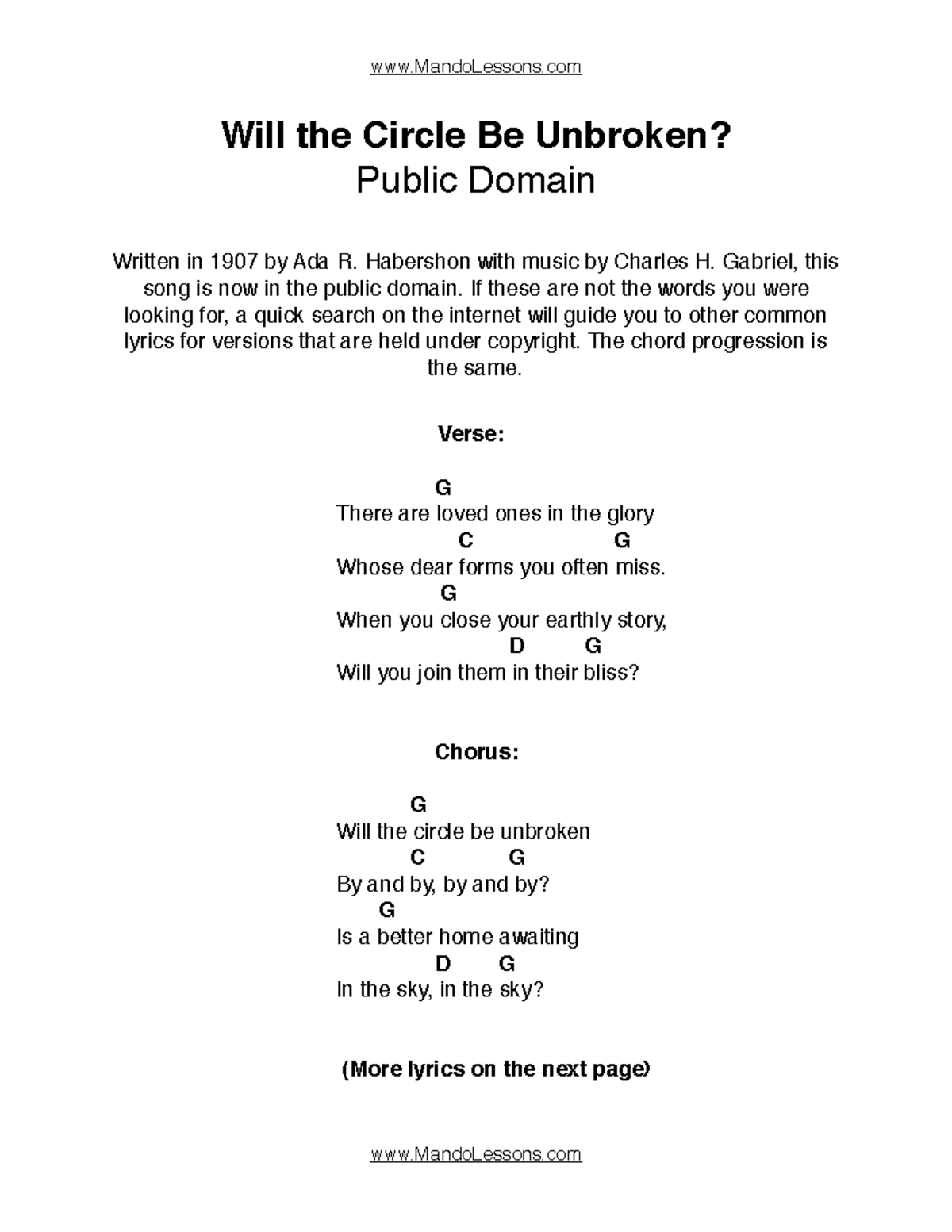 Will the circle be unbroken lyrics mandolessons will the circle be