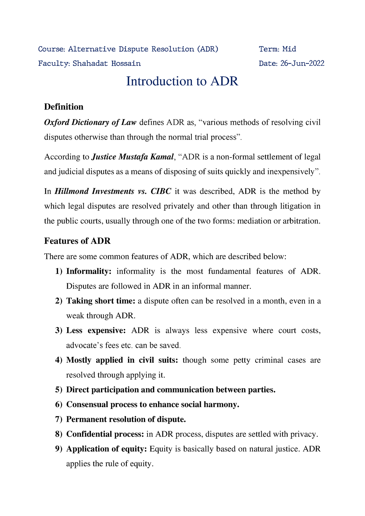 dissertation on adr in india