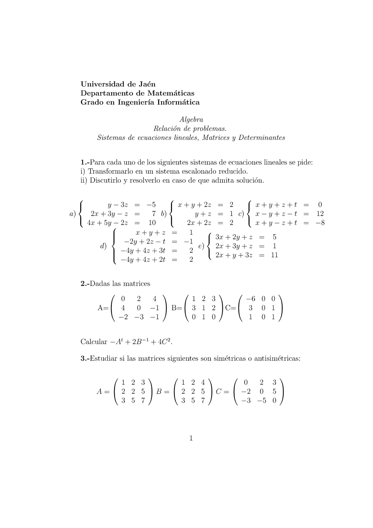 Relacion 3 Matrices Y Sistemas Studocu