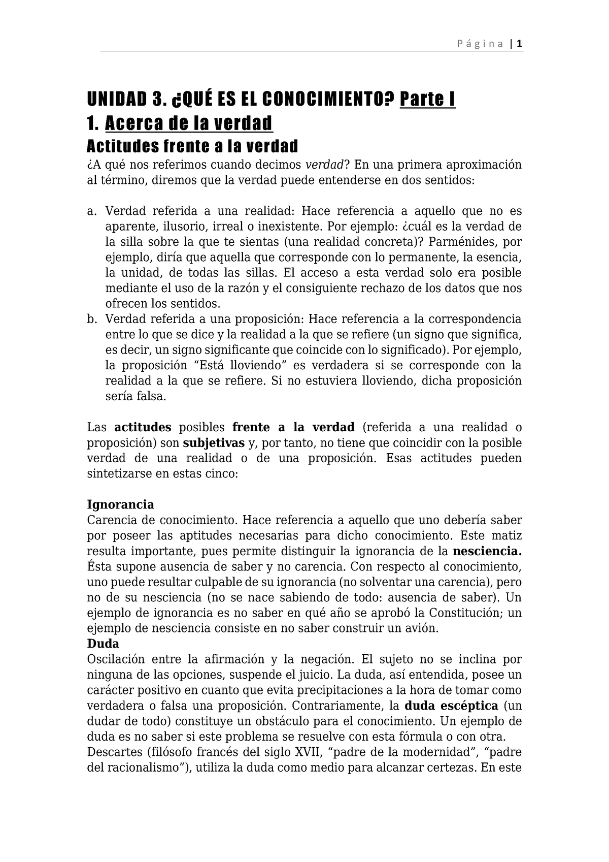 Unidad 3 El Conocimiento Unidad 3 ¿quÉ Es El Conocimiento Parte I 1 Acerca De La Verdad 5300