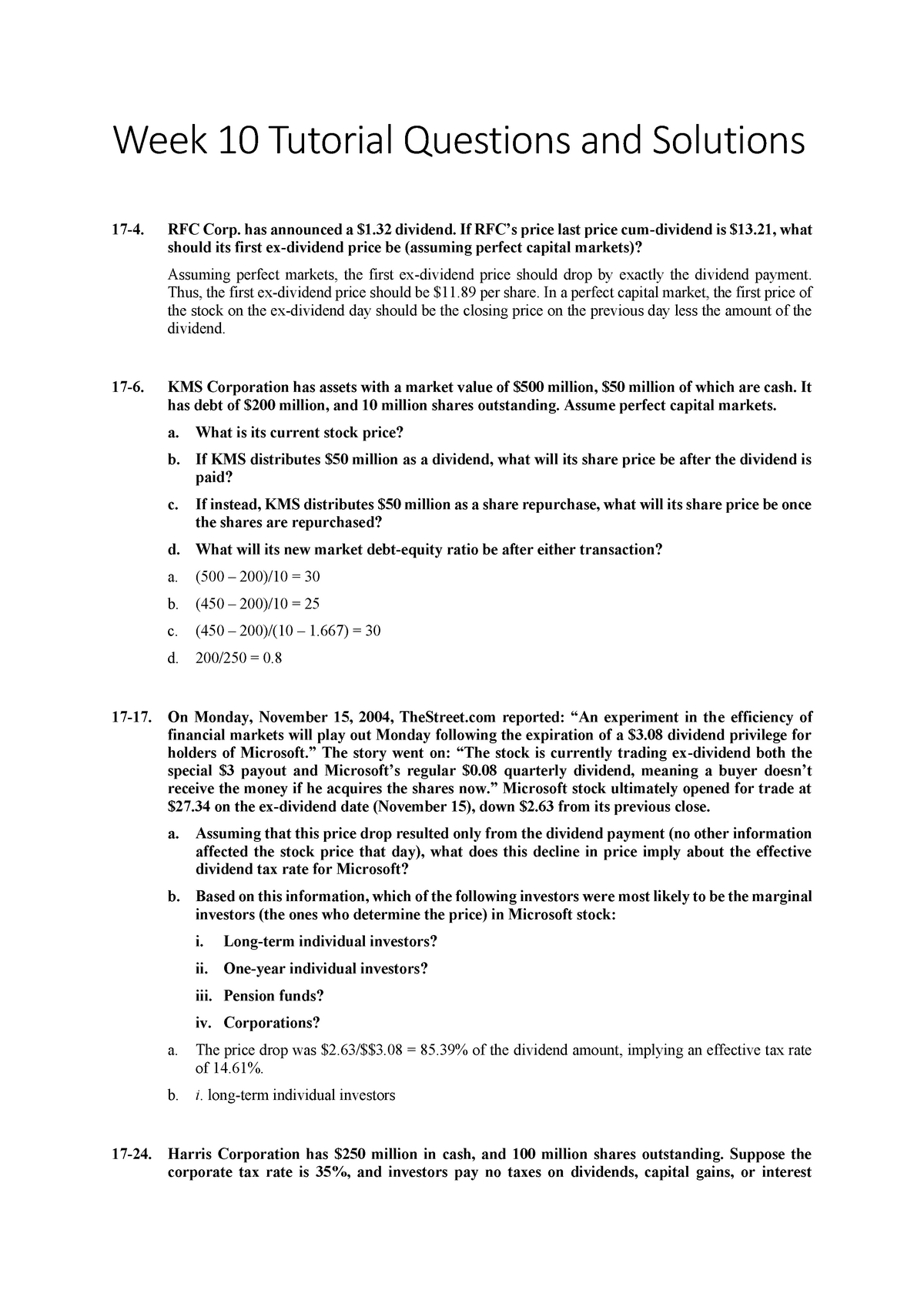 Week 10 Solutions-2 - Week 10 Solutions-2 - Week 10 Tutorial Questions ...