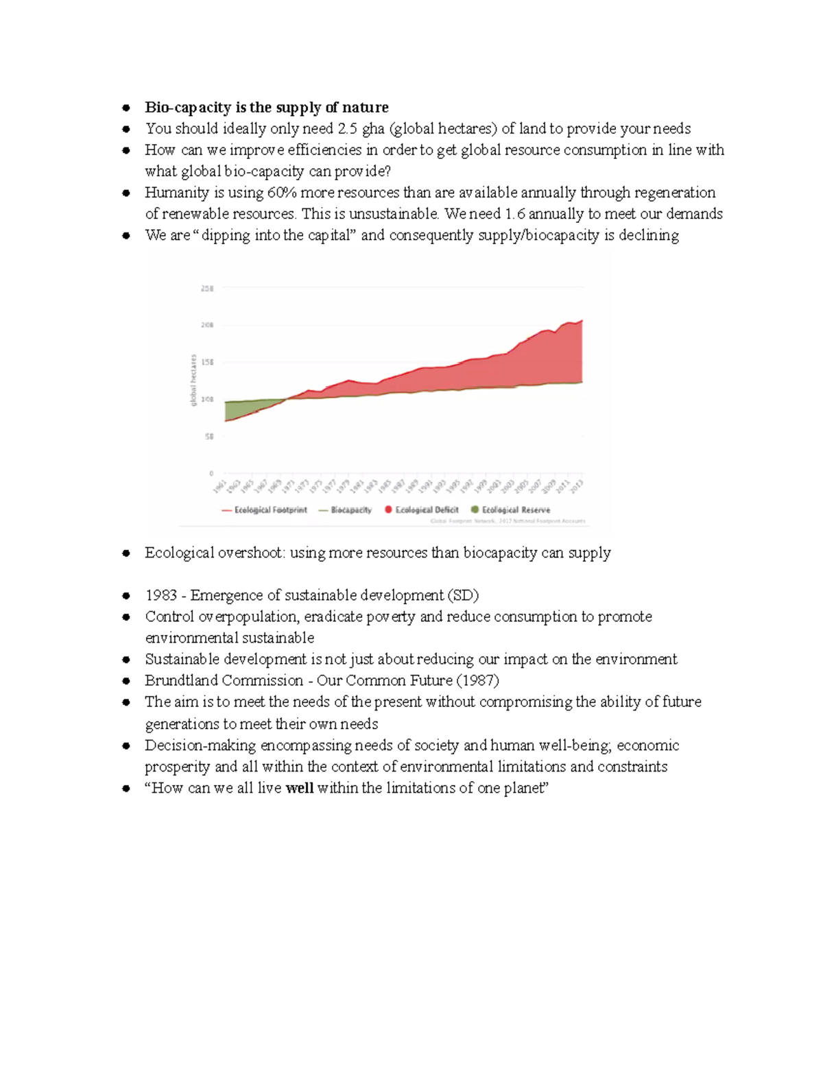 Environmental Science Notes 3B - Bio-capacity is the supply of nature ...