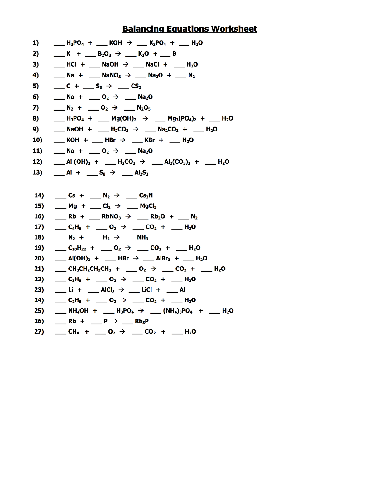 Balancing Chemical Equations - Chemistry - Studocu