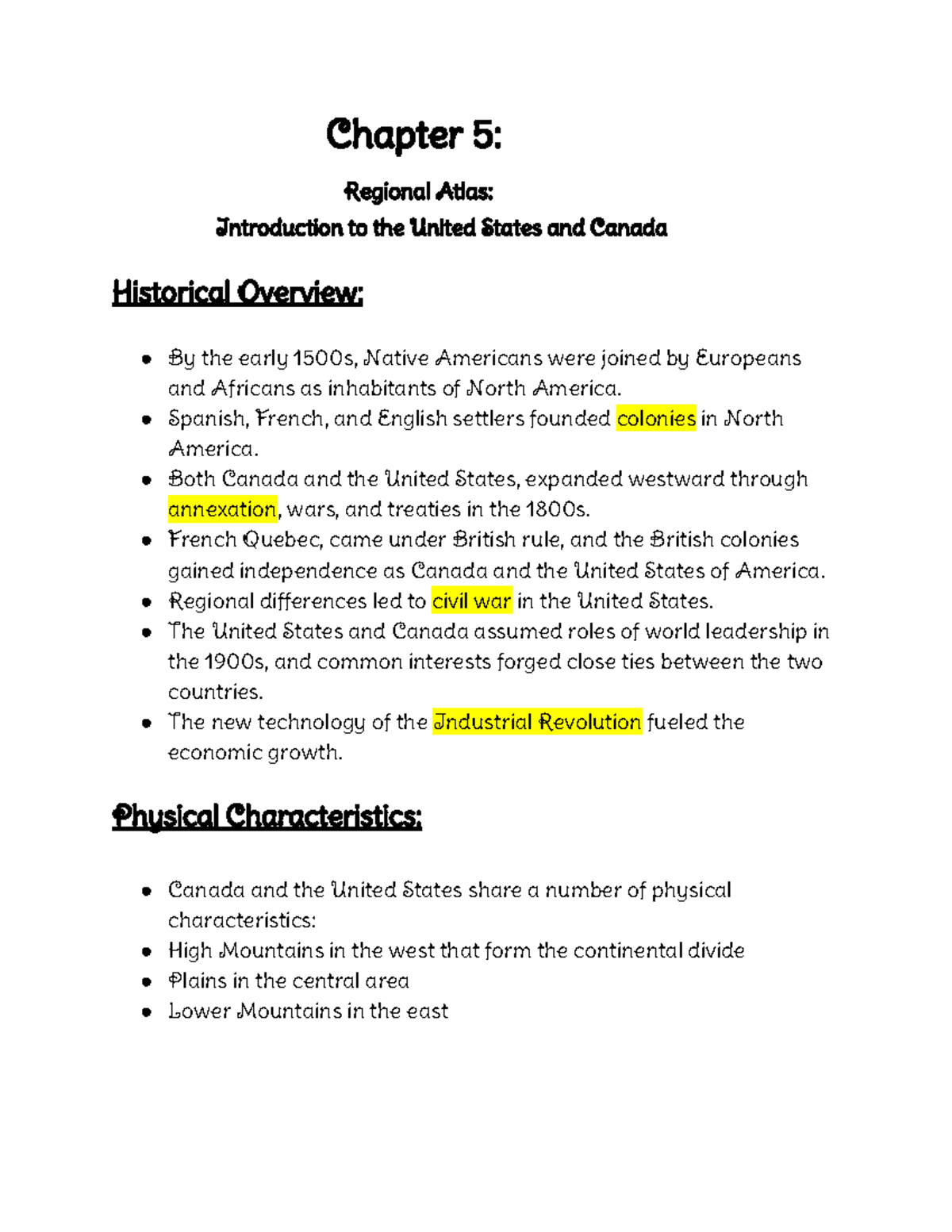 chapter 5 the physical geography of the united states and canada answers