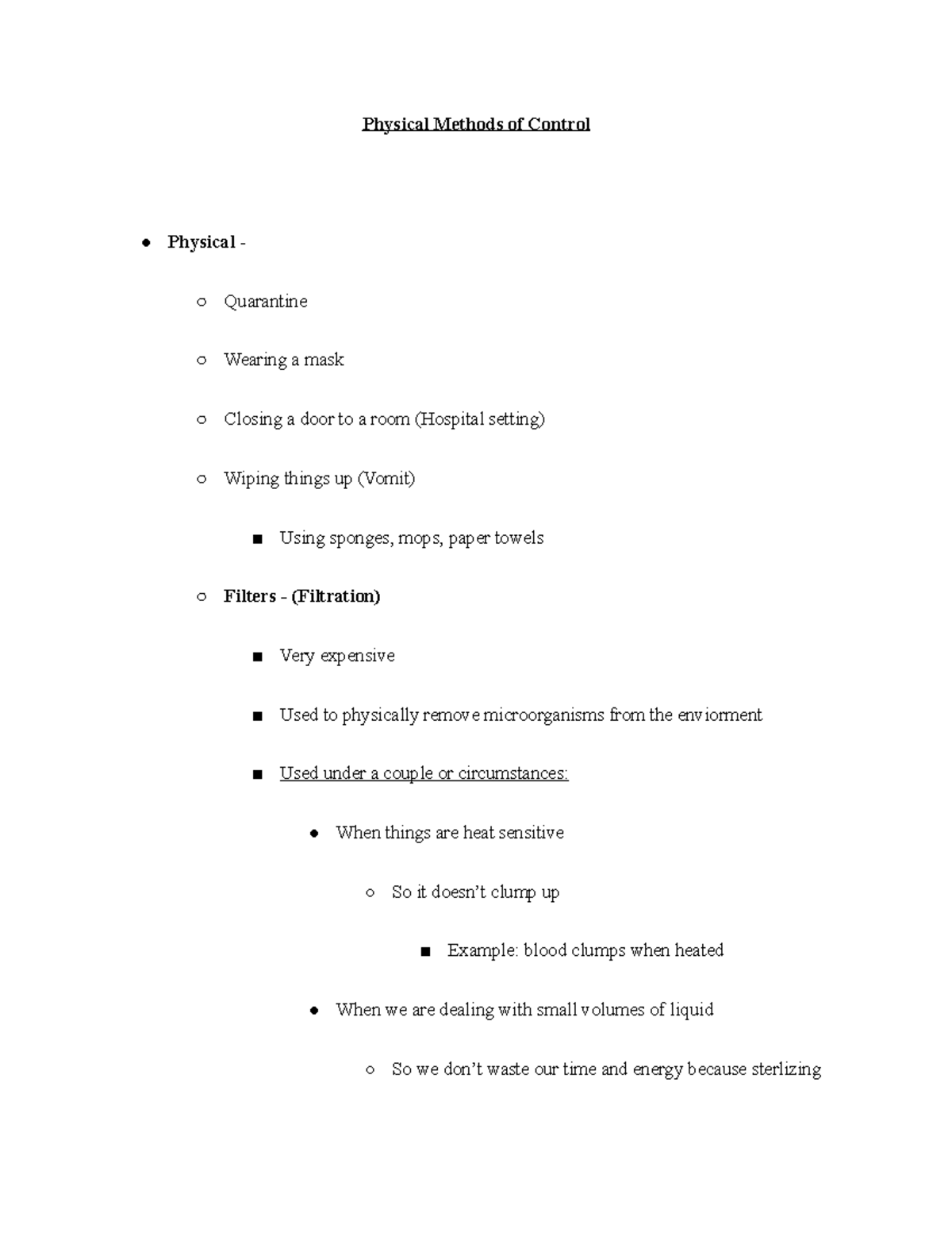 Microbiology - Physical Methods of Control - Physical Methods of ...