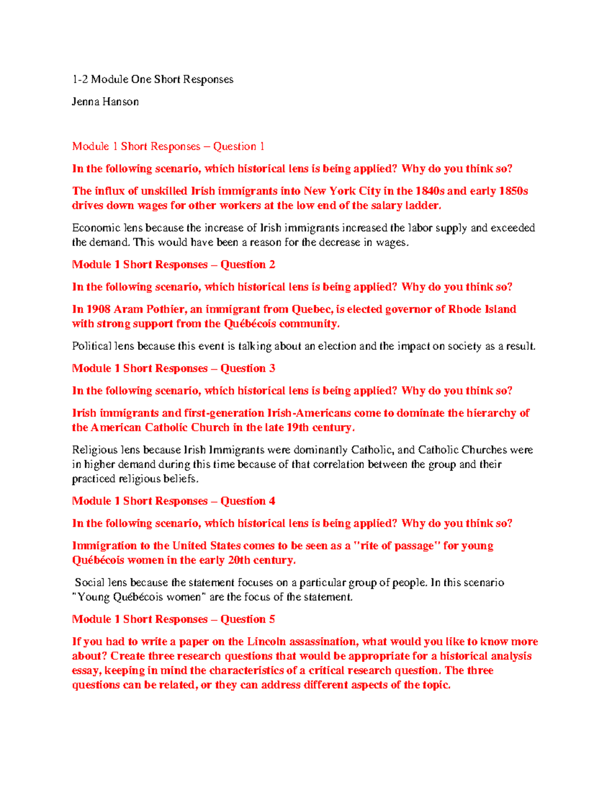 1-2 Module One Short Responses Jenna Hanson - 1-2 Module One Short ...
