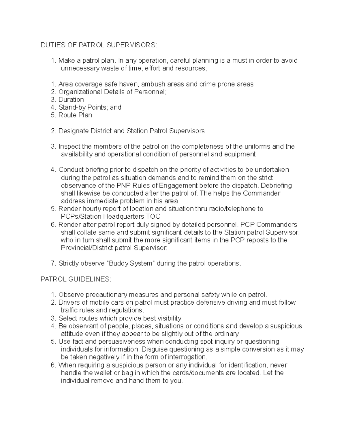 Lesson 6 Duties OF Patrol Supervisors - DUTIES OF PATROL SUPERVISORS ...