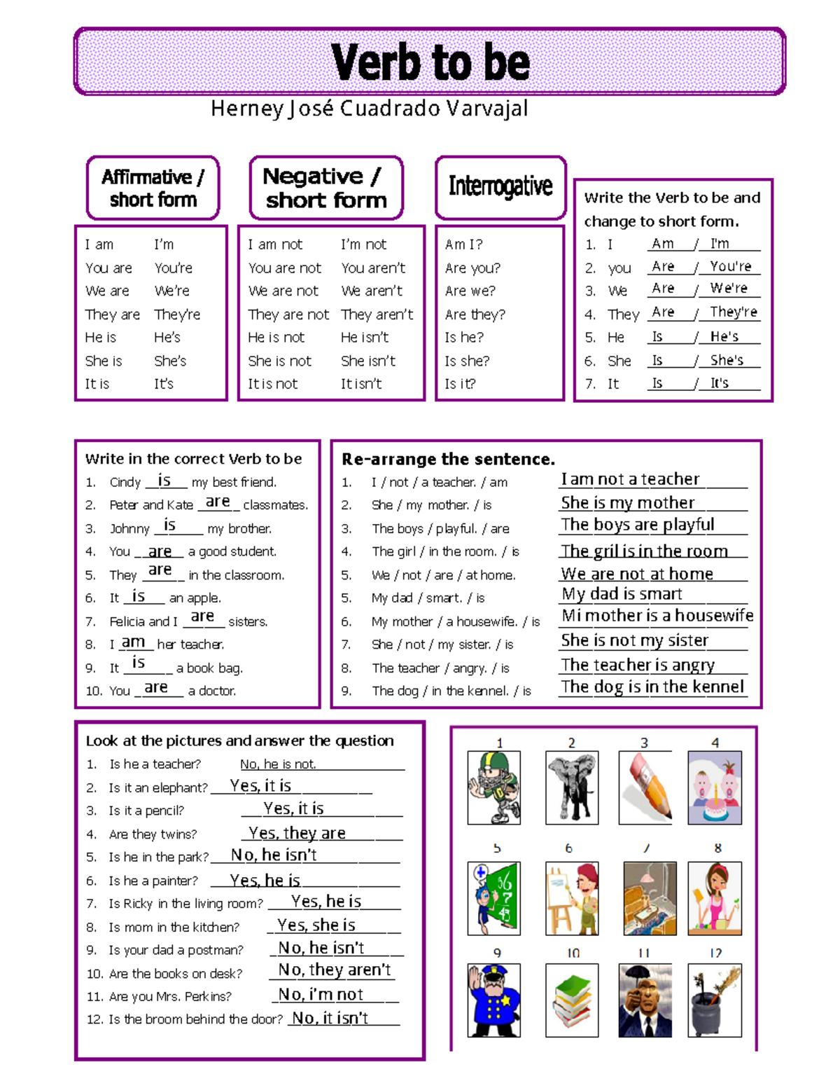 Actividad 2 - I am I’m You are You’re We are We’re They are They’re He ...