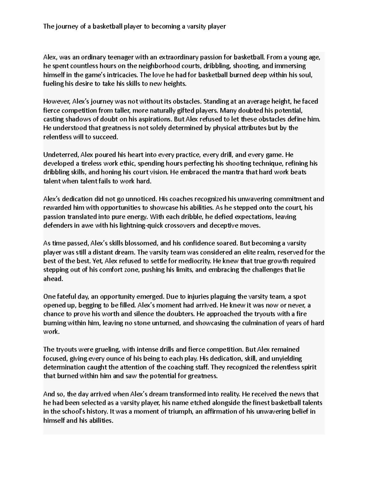 Narrative- Speech - yes - The journey of a basketball player to ...