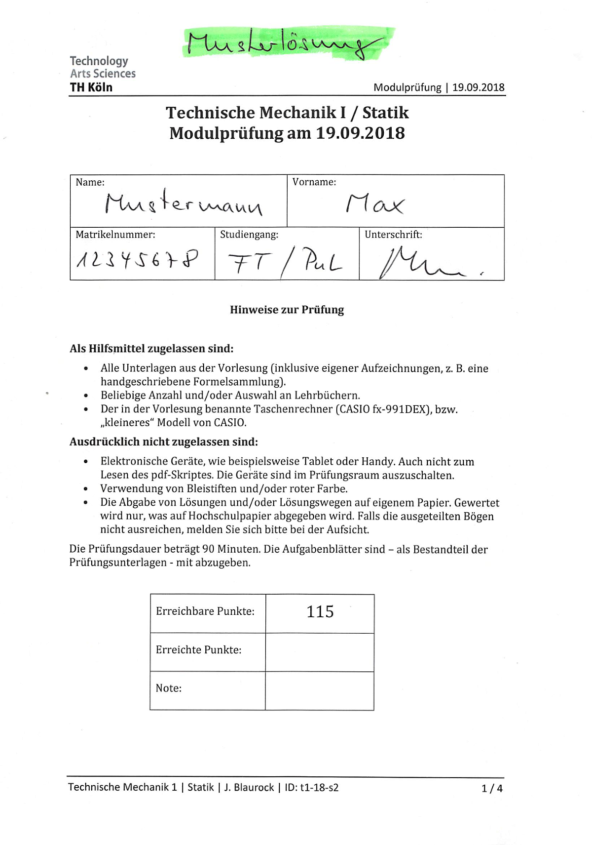 SS 2018 Klausur Und Musterloesung Vom 19 - R"iAA S L-xr 10 A Technology ...